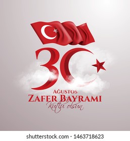 vector illustration 30 august zafer bayrami Victory Day Turkey. Translation: August 30 celebration of victory and the National Day in Turkey. celebration republic, graphic for design elements