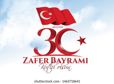 vector illustration 30 august zafer bayrami Victory Day Turkey. Translation: August 30 celebration of victory and the National Day in Turkey. celebration republic, graphic for design elements