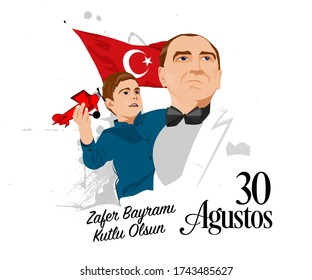 vector illustration 30 august zafer bayrami Victory Day Turkey. Translation: August 30 celebration of victory and the National Day in Turkey. celebration republic, graphic for design elements