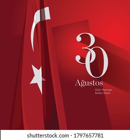 Vector illustration 30 August Zafer Bayrami Victory Day Turkey. Translation: August 30 Celebration of Victory and the National Day in Turkey. Celebration republic, graphic for design elements. 