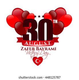 vector illustration 30 august zafer bayrami Victory Day Turkey. Translation: August 30 celebration of victory and the National Day in Turkey. celebration republic, graphic for design elements