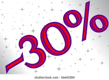 vector illustration of 30% discount (part of a full set)