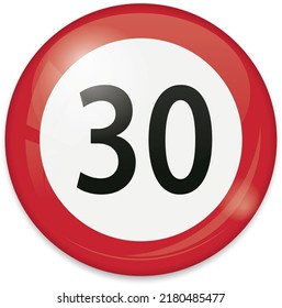 vector illustration of 30 km h speed limit traffic signs isolated on white background