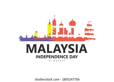 Vector illustration of 31 AUGUST HAPPY INDEPENDENCE DAY and Malaysia flag