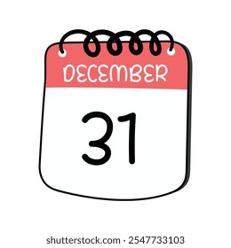 ilustração vetorial do ícone de calendário de 31 de dezembro para 31 Data isolada com fundo branco