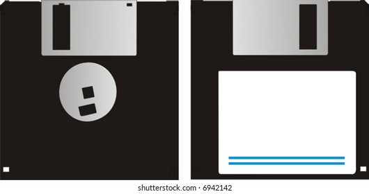 vector illustration of an 3,5 inch disk front and back