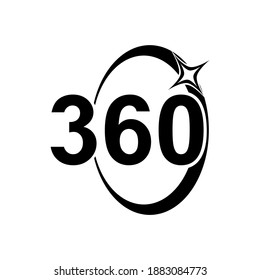 Vector illustration of a 360 degree angle on a white background.