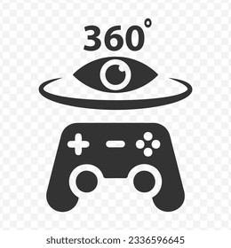 Vector illustration of 360 degree games icon in dark color and transparent background(PNG).