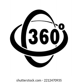 Vektorgrafik von 360-Grad-Symbol auf weißem Hintergrund.