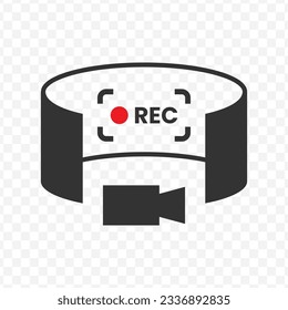 Vector illustration of 360 degree recording icon in dark color and transparent background(PNG).
