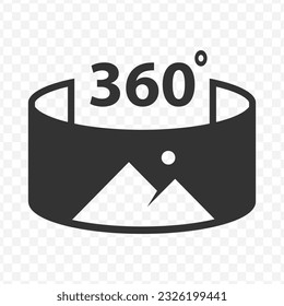 Vector illustration of 360 degree view icon in dark color and transparent background(PNG).