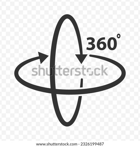 Vector illustration of 360 degree view icon in dark color and transparent background(PNG).
