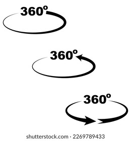 Vector Illustration 360 degrees. The display mark icon can be rotated 360 degrees.