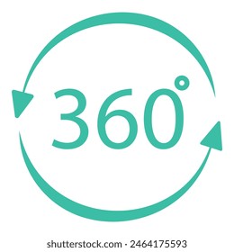 Vector illustration of a 360degree view icon in a modern flat style