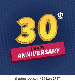 Vector illustration 3D of 30 years anniversary emblem, design template for creative poster