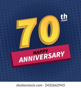 Vector illustration 3D of 70 years anniversary emblem, design template for creative poster