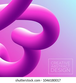 Vector illustration of 3d abstract background in pink and violet colors, imitation of neon gradient blend 3D effect for cover design with place for logo.