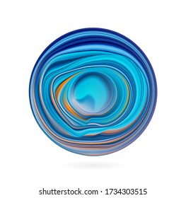 Vector illustration. 3d abstract color flow shape. Colorful circle liquid of paint.