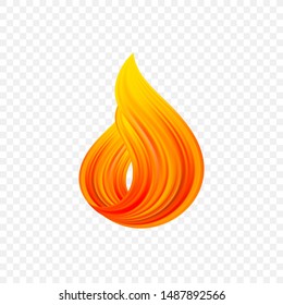 Vector illustration:  3d abstract twisted color liquid flow shape. Paint stroke design. Fire flame.