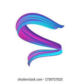 Vector illustration: 3d abstract twisted flow liquid shape. Acrylic colorful paint sroke. 