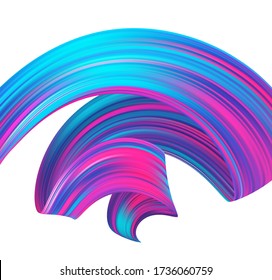 Vector illustration: 3d abstract twisted flow liquid shape. Acrylic or oil colorful paint sroke. 