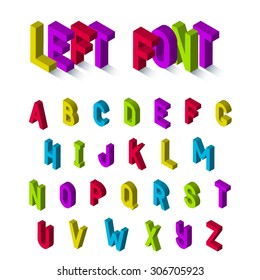 Vector Illustration of 3D Alphabet for Design, Website, Background, Banner. Violet, green, red, yellow, blue Element Template for Your phrase, text, adverts. Isolated on white letters