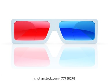 Vector illustration of 3d anaglyph glasses on a white background