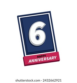 Vector illustration of 3D anniversary greeting card template on white background