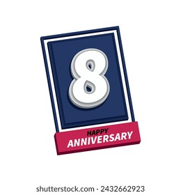 Vector illustration of 3D anniversary greeting card template on white background