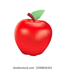 Ilustración vectorial De Apple 3D. Icono de manzana roja elemento UI. Elemento De fruto De Apple Para Envasado Web O Impresión. Ilustración vectorial