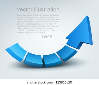 Vector illustration of 3d arrow, logo design