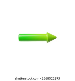 Vector illustration of 3d arrow of round shape on isolated background. Green color right sign. Direction indicator. Navigation symbol. Web design. Logo.