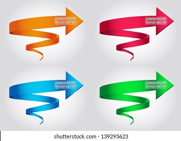 Vector illustration of 3d arrow spiral abstract info graphic banner