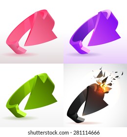 Vector illustration of 3d arrows icons set