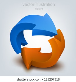 Vector illustration of 3d arrows, logo design