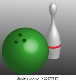 Vector illustration 3D ball on bowling on gray background.