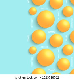 Vector illustration of 3d balls on blue background. Abstract design.