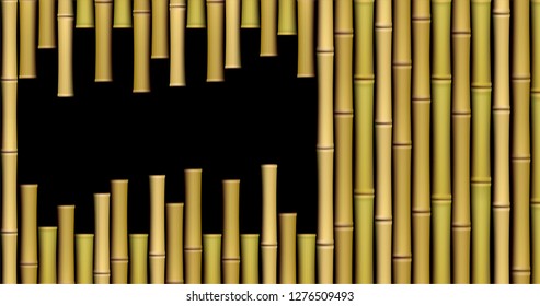 Vector illustration 3D bamboo background template for ad banner text