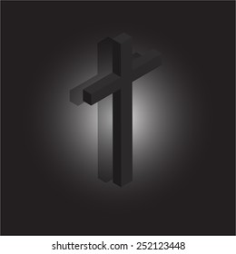 vector illustration 3D of black christian cross