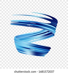 Vector illustration: 3d blue brush stroke oil or acrylic paint. Wave Liquid shape. Trendy design