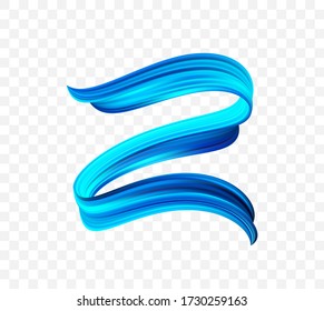Vector illustration: 3d blue brush stroke oil or acrylic paint. Wave Liquid shape. Trendy design