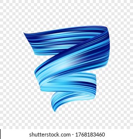 Vector illustration: 3d blue colored brush stroke oil or acrylic paint. Color flow. Wave Liquid shape. 