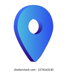 Vector illustration. 3d blue icon isolated on white background. Map Icon. Location Icon.