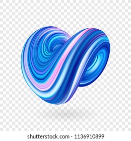 Vector illustration: 3D Blue neon colored abstract twisted fluide shape. Trendy liquid design