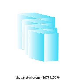 Vector illustration of 3d blue transparent rectangle shapes