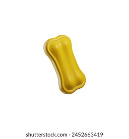 Vector illustration of a 3D bone-shaped yellow chew toy, ideal for dog engagement and play.