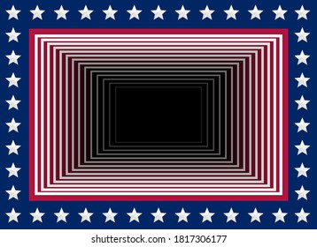 Vector illustration: 3D box with the colors of the American flag. Perfect for any use.