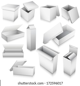 Vector Illustration 3d Boxes Different Shapes Stock Vector (Royalty ...