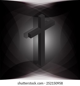 vector illustration 3D of christian cross with black abstract background 