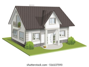 Vector Illustration 3d Of Classic House 